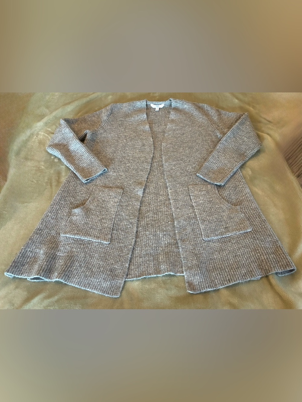 Time & Tru Cozy Open-Front Gray Women's Cardigan Sweater Size Large